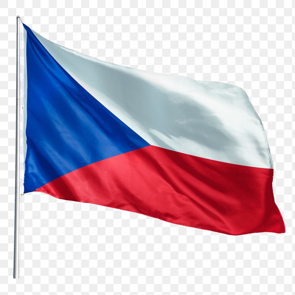 Czechia png flag waving sticker, national symbol, transparent background