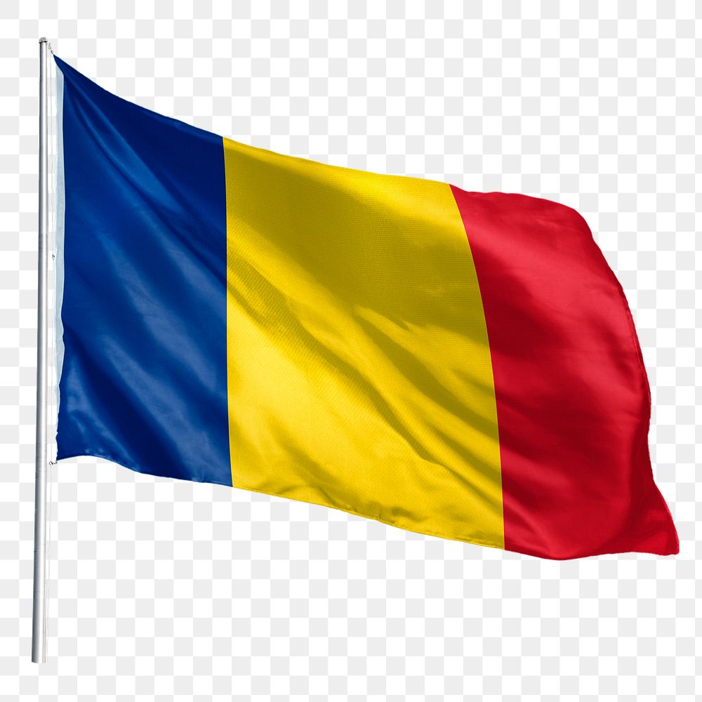 Chad png flag waving sticker, national symbol, transparent background