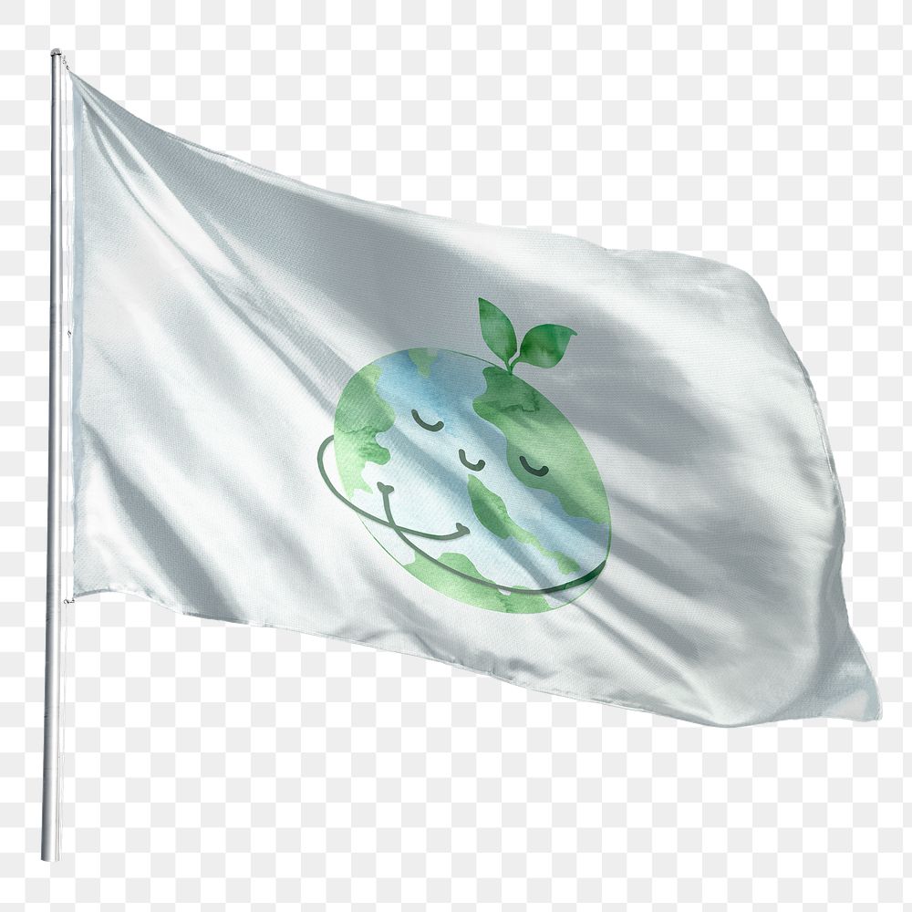 Earth day png flag waving sticker, transparent background