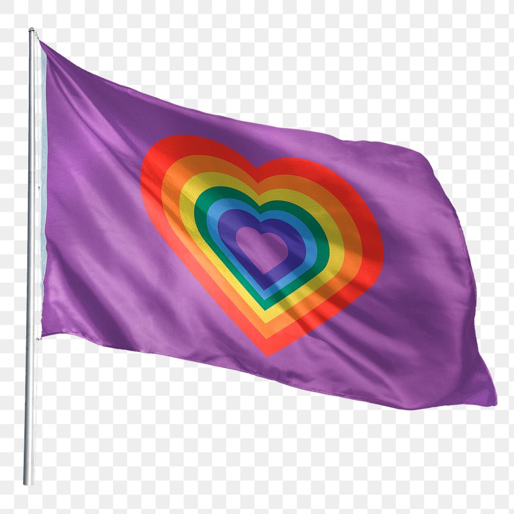 Rainbow heart png flag waving sticker, LGBTQ pride symbol, transparent background