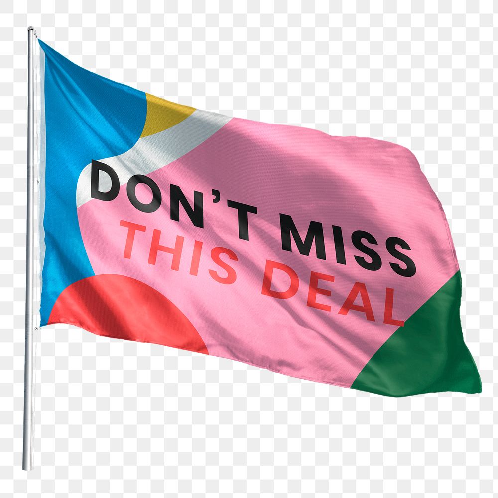 Don't miss this deal png flag waving sticker, transparent background