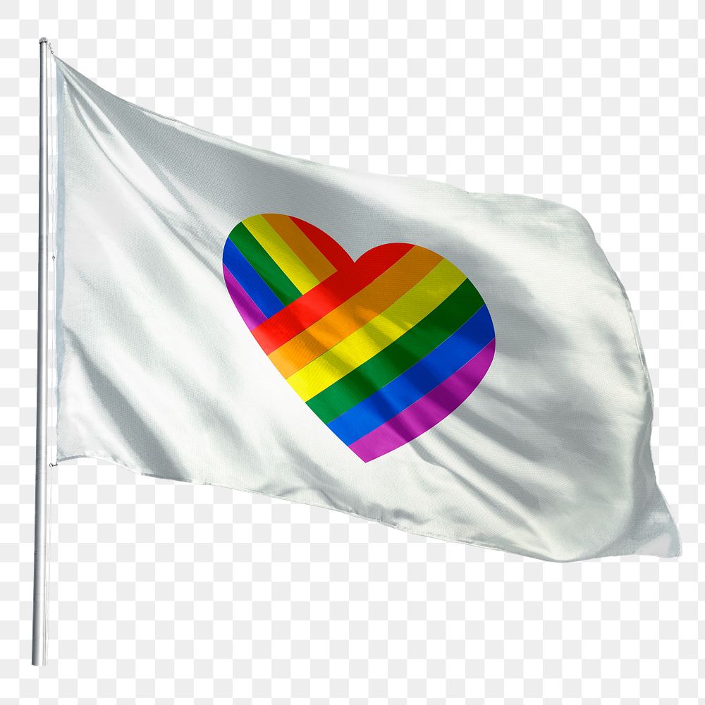 Rainbow heart png flag waving sticker, LGBTQ pride, transparent background