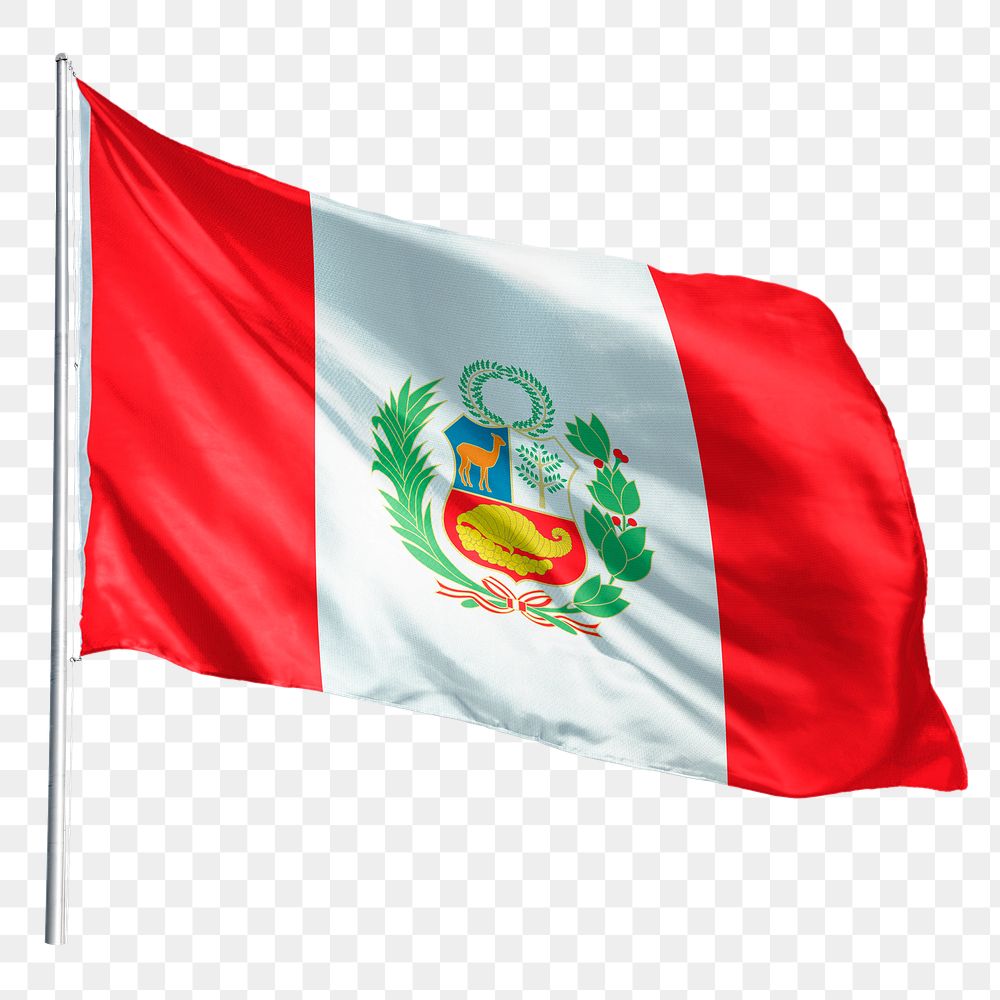 Peru png flag waving sticker, national symbol, transparent background