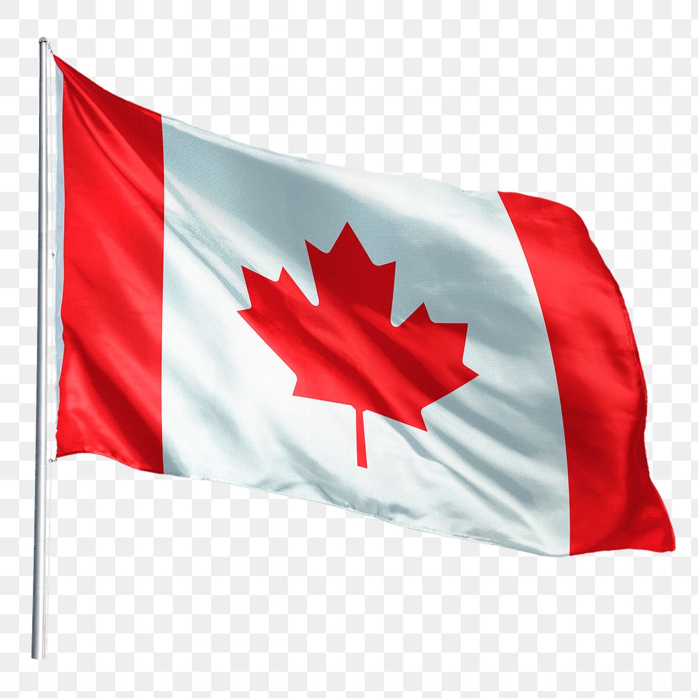 Canada png flag waving sticker, national symbol, transparent background