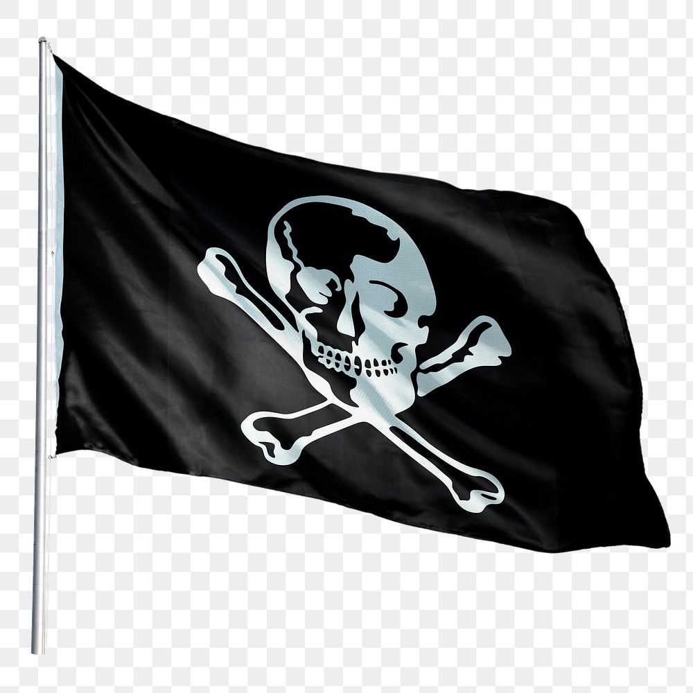 Pirate skull png flag sticker, transparent background