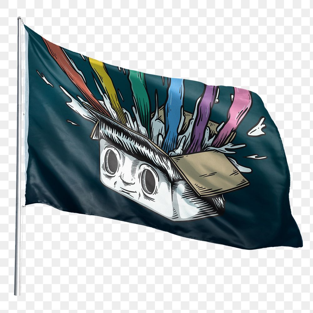 Colorful creativity png flag sticker, transparent background