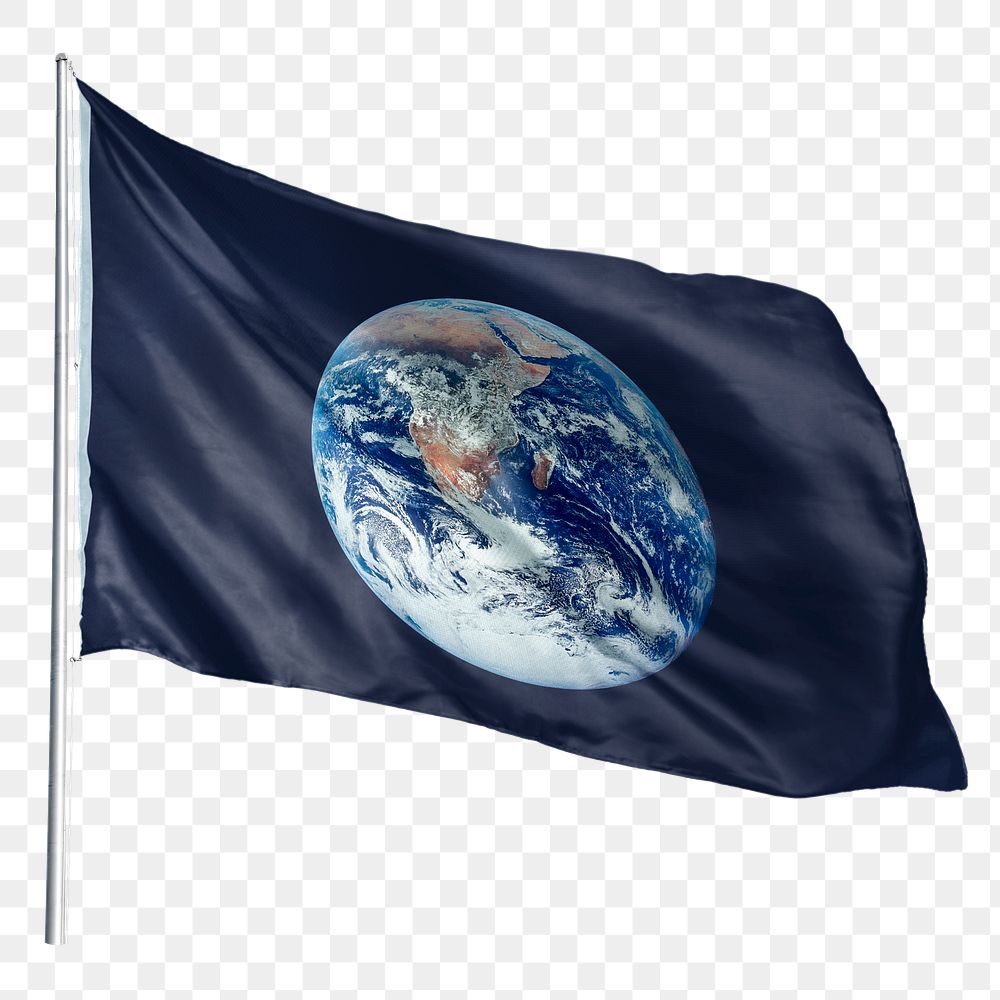 Earth png sticker, blue flag transparent background