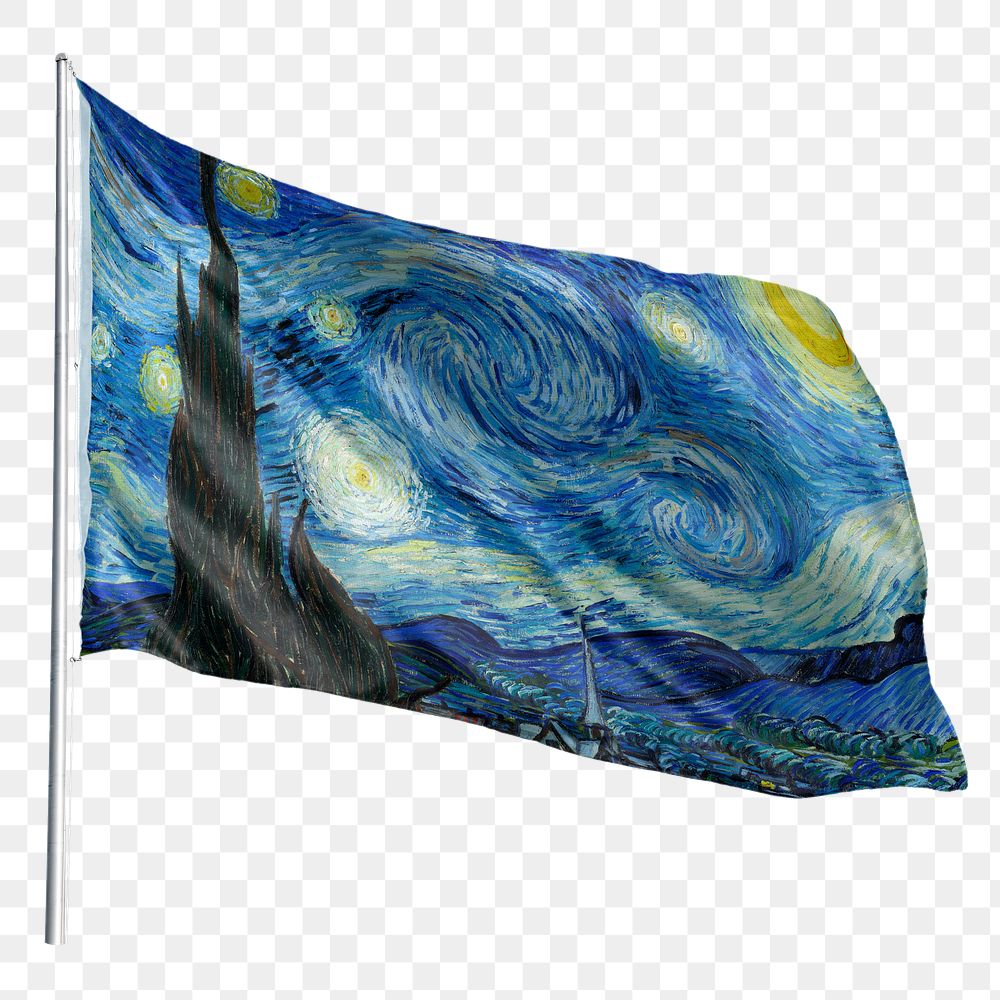 The starry night png flag, transparent background, remixed by rawpixel.