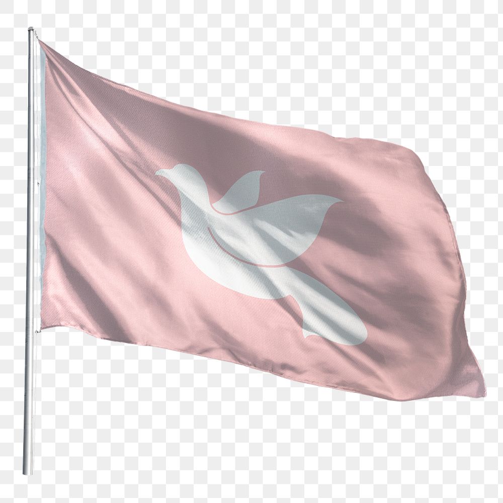 Dove png flag waving sticker, peace symbol, transparent background