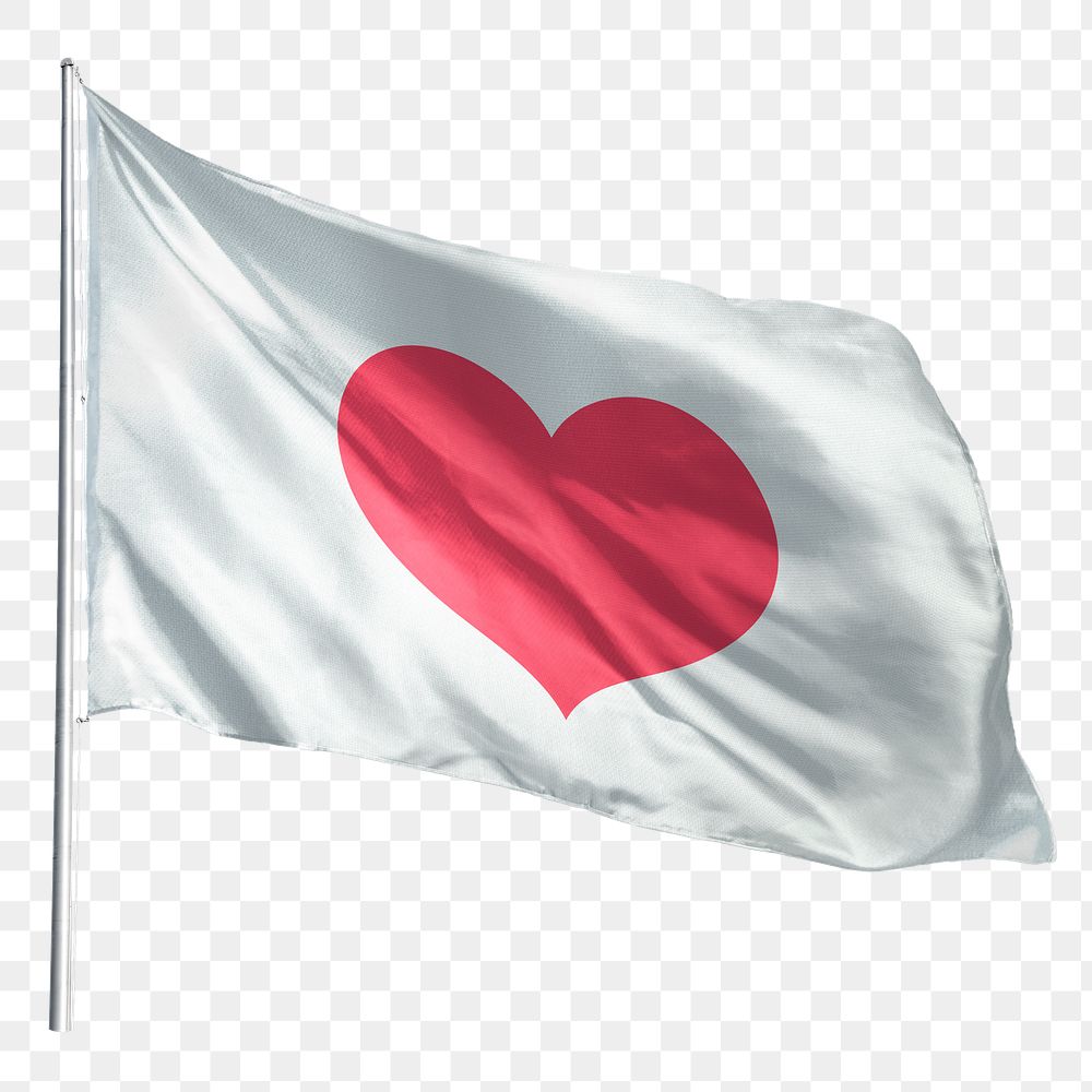 Heart png flag sticker, transparent background