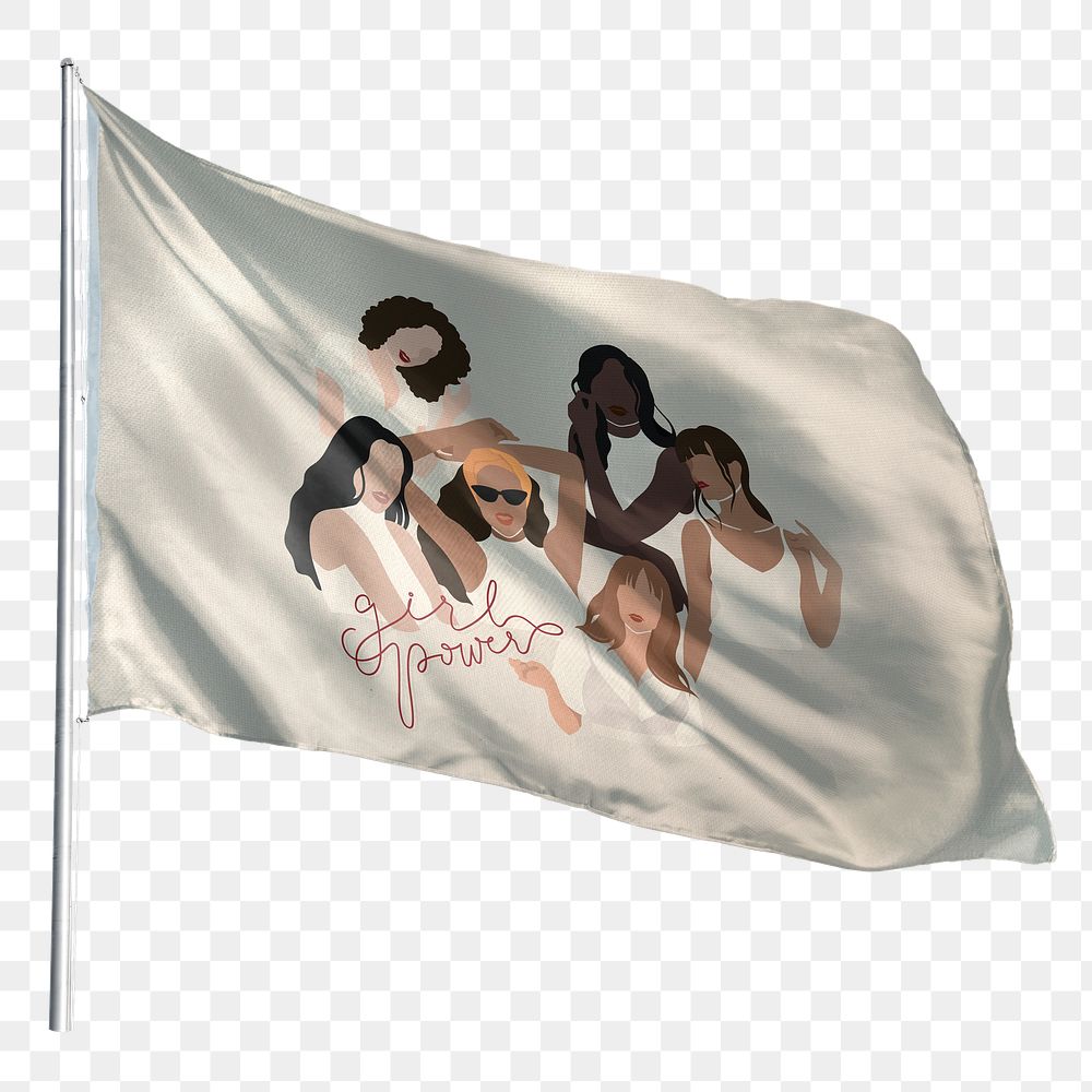 Girl power png flag sticker, transparent background