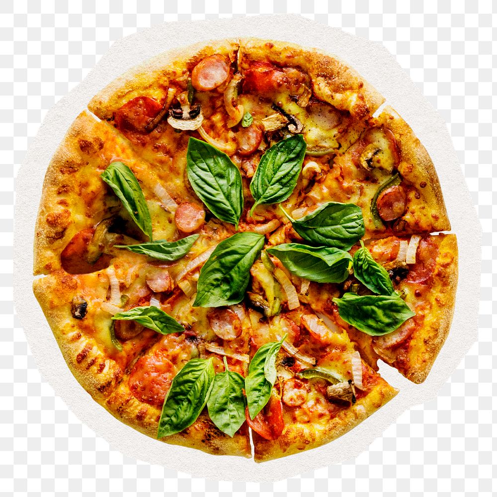 Pizza, food png digital sticker, collage element in transparent background