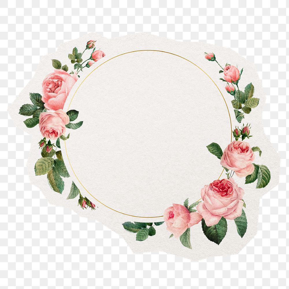 Rose frame png sticker, vintage botanical illustration decoration in transparent background