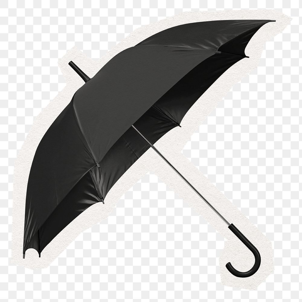 Black umbrella png digital sticker, collage element in transparent background