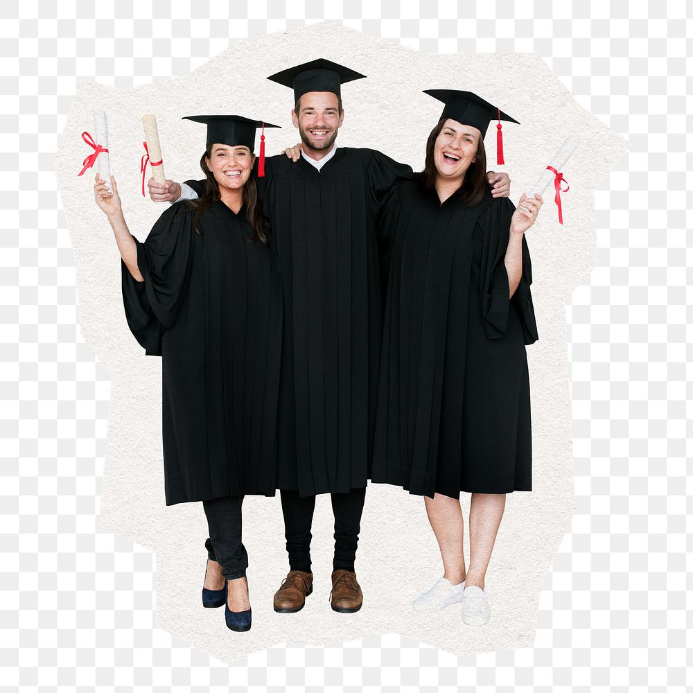 Graduated student png collage element sticker, transparent background