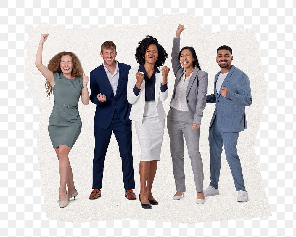 Cheerful business png people sticker, transparent background