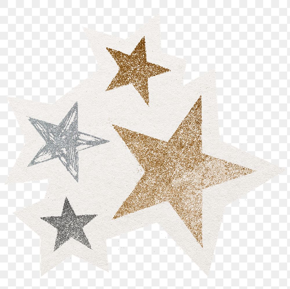Festive stars png digital sticker, collage element in transparent background