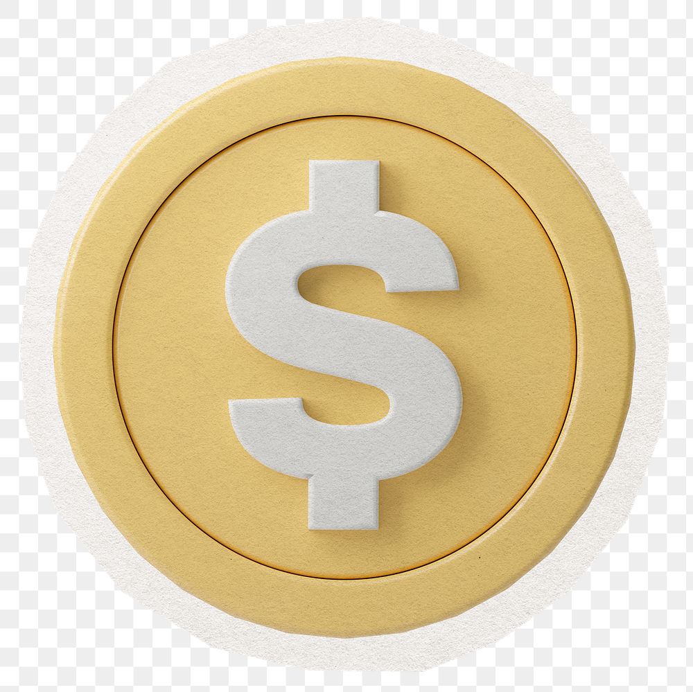 Dollar coin png digital sticker, collage element in transparent background