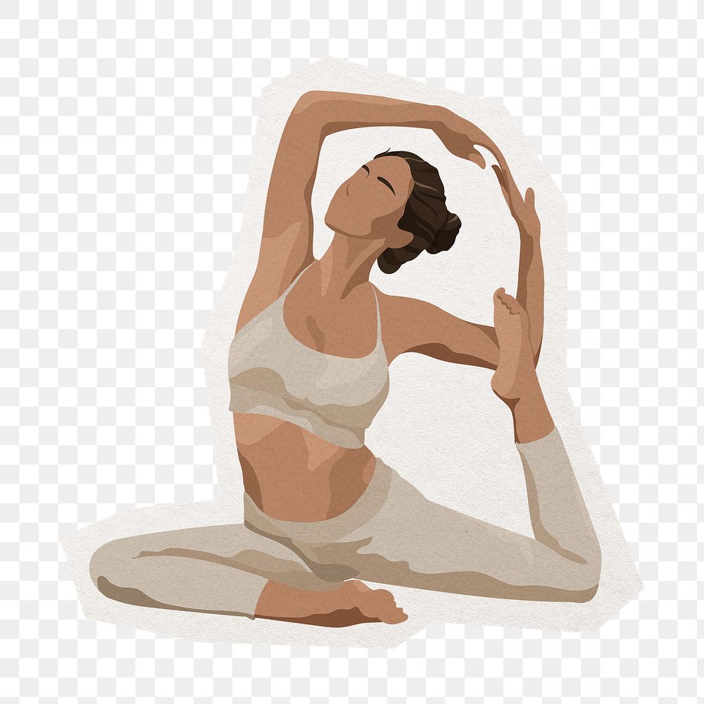 PNG woman yoga sticker, healthy lifestyle, transparent background