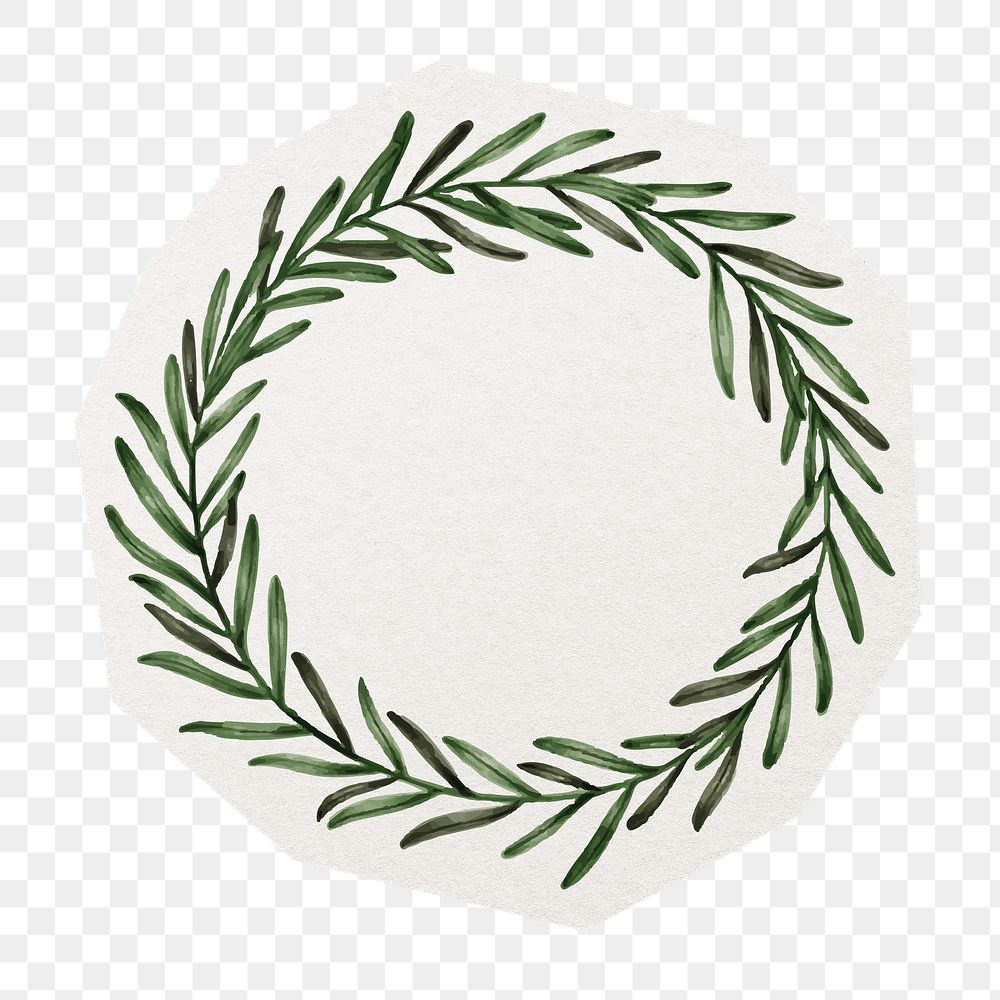 PNG round leaf frame sticker, transparent background