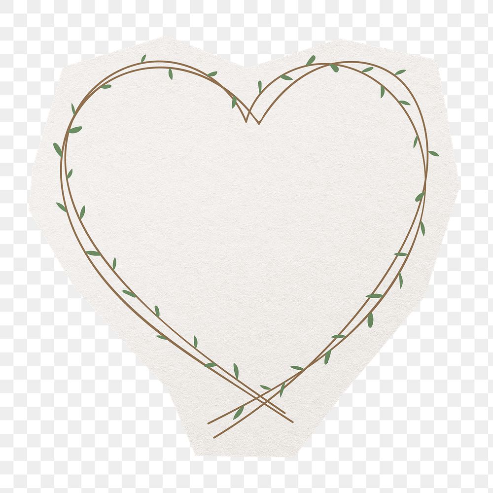 PNG heart leaf frame sticker, transparent background