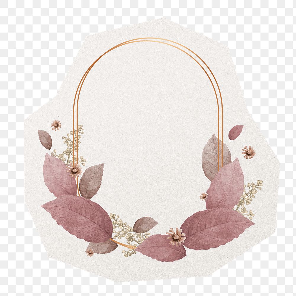 PNG pink frame sticker, vintage botanical illustration decoration in transparent background