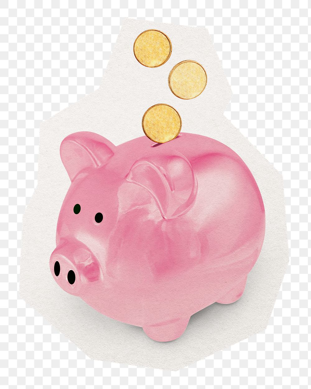 PNG money, piggy bank sticker, collage element in transparent background