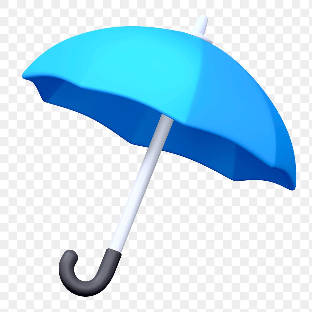 Blue umbrella png sticker, 3D rendering, transparent background