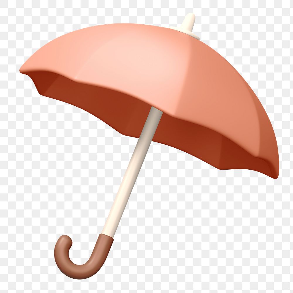 Beige umbrella png sticker, 3D rendering, transparent background