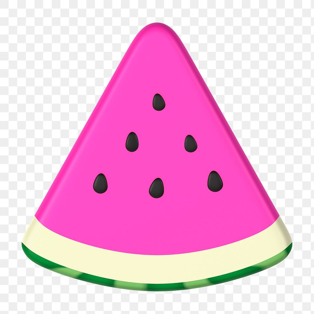 Pink watermelon png sticker, 3D rendering, transparent background