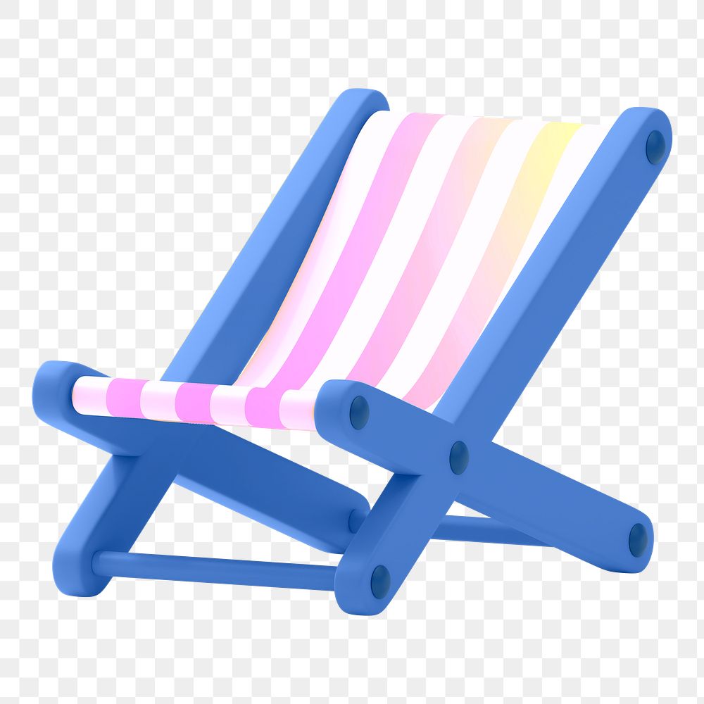 Folding chair png sticker, 3D rendering, transparent background