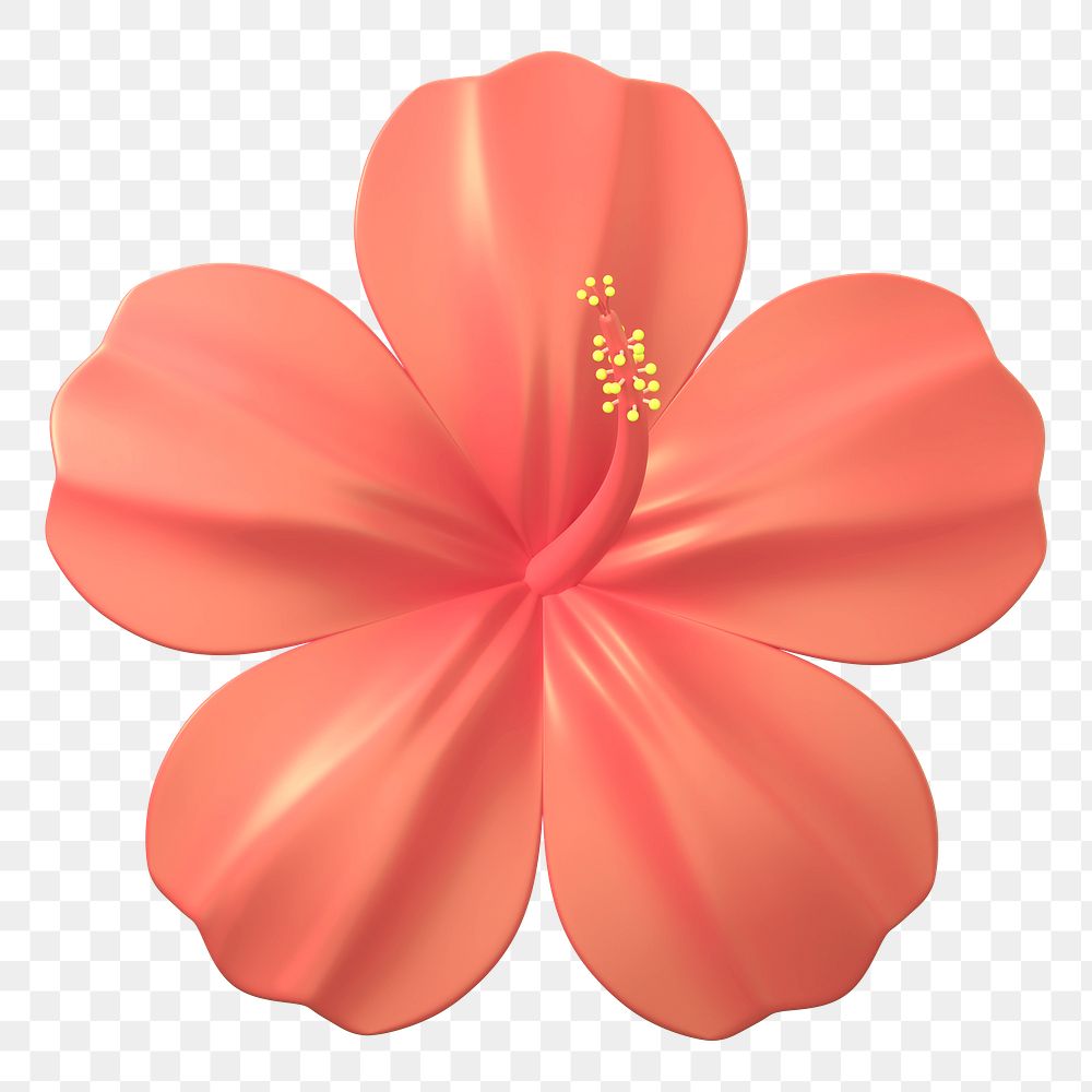 Red hibiscus png sticker, 3D rendering, transparent background