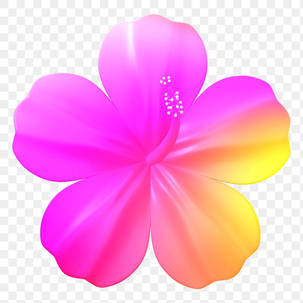 Gradient hibiscus png sticker, 3D rendering, transparent background