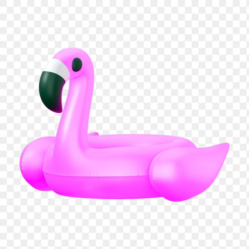 Inflatable flamingo  png sticker, 3D rendering, transparent background