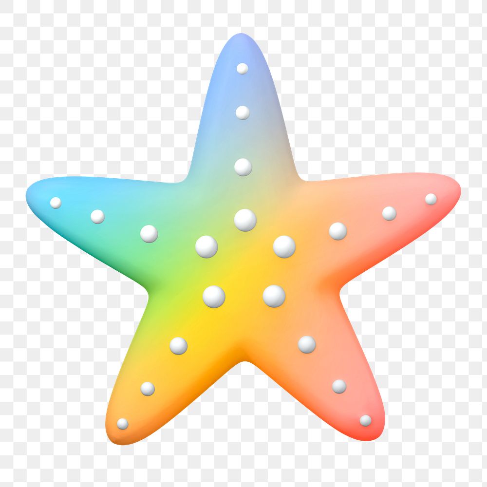 Aesthetic starfish png sticker, 3D rendering, transparent background