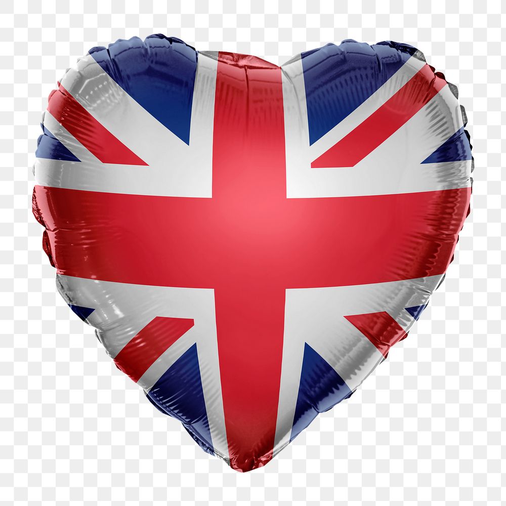 United Kingdom, UK flag png balloon on transparent background