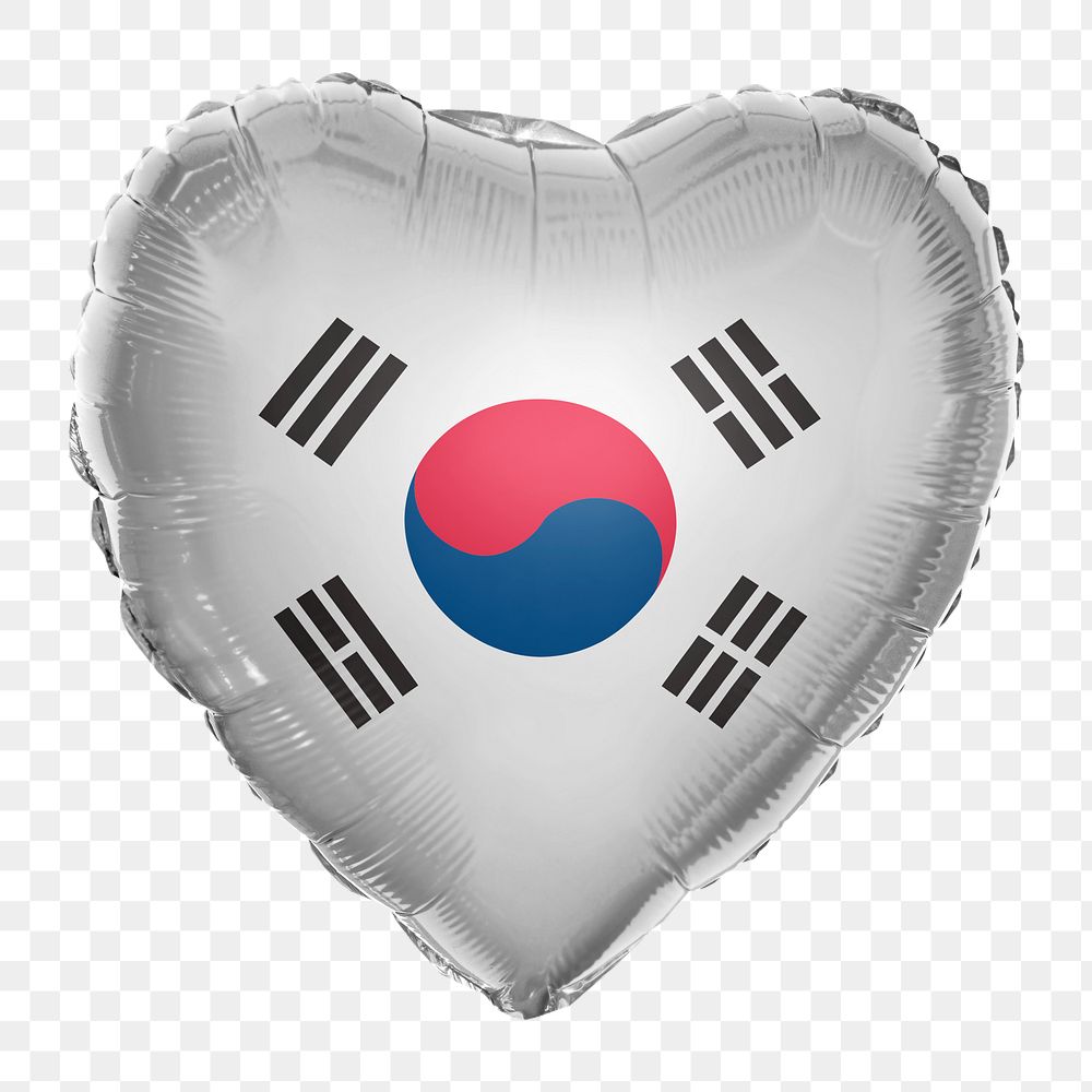 South Korean flag png balloon on transparent background