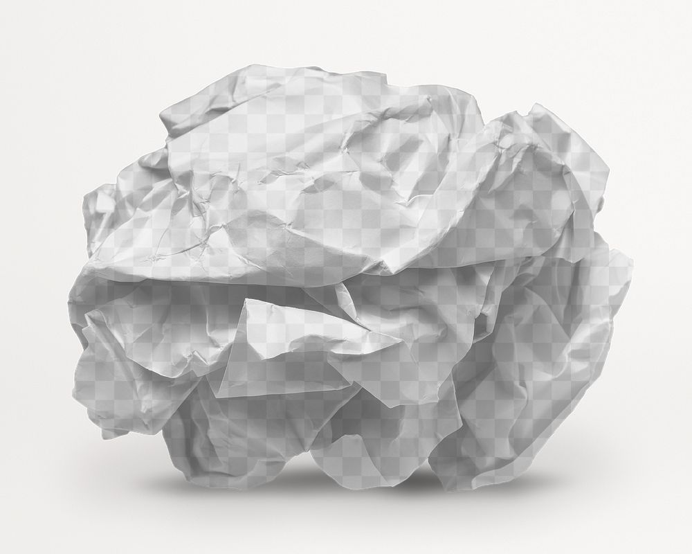 Crumpled paper ball png sticker, isolated object, paper waste