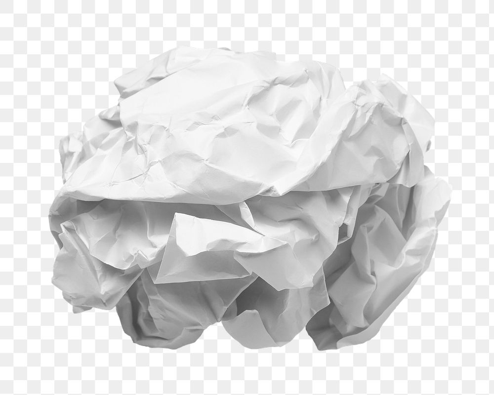 Crumpled paper ball png sticker, paper waste on transparent background 