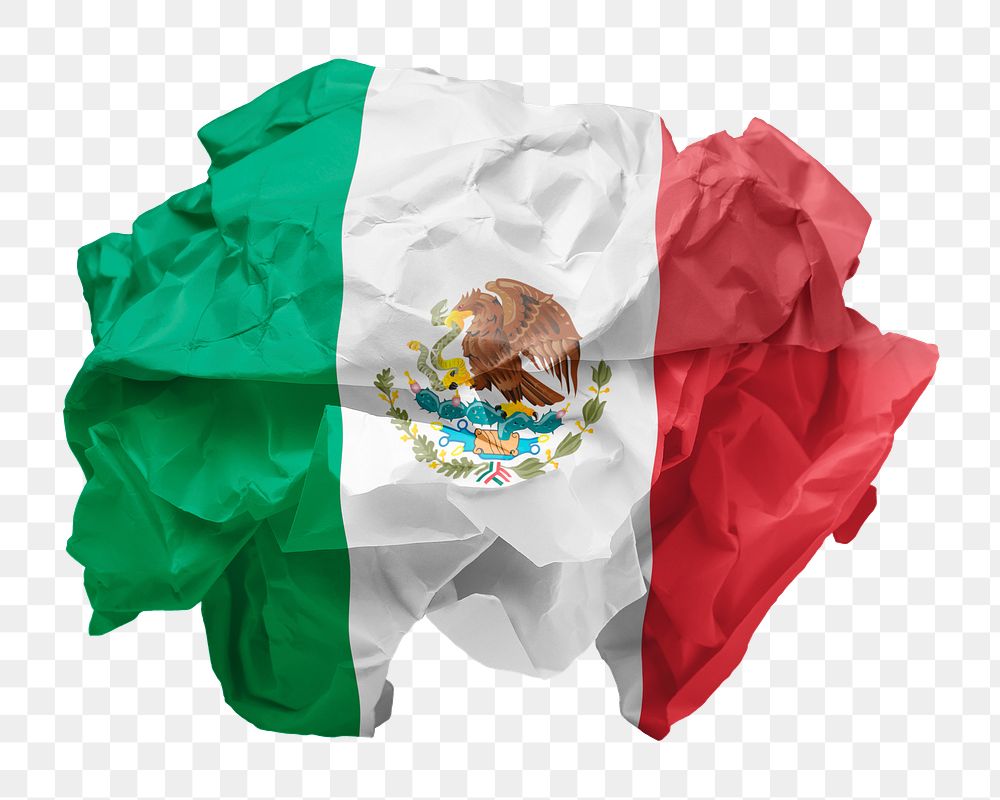 Mexico flag png crumpled paper sticker, transparent background