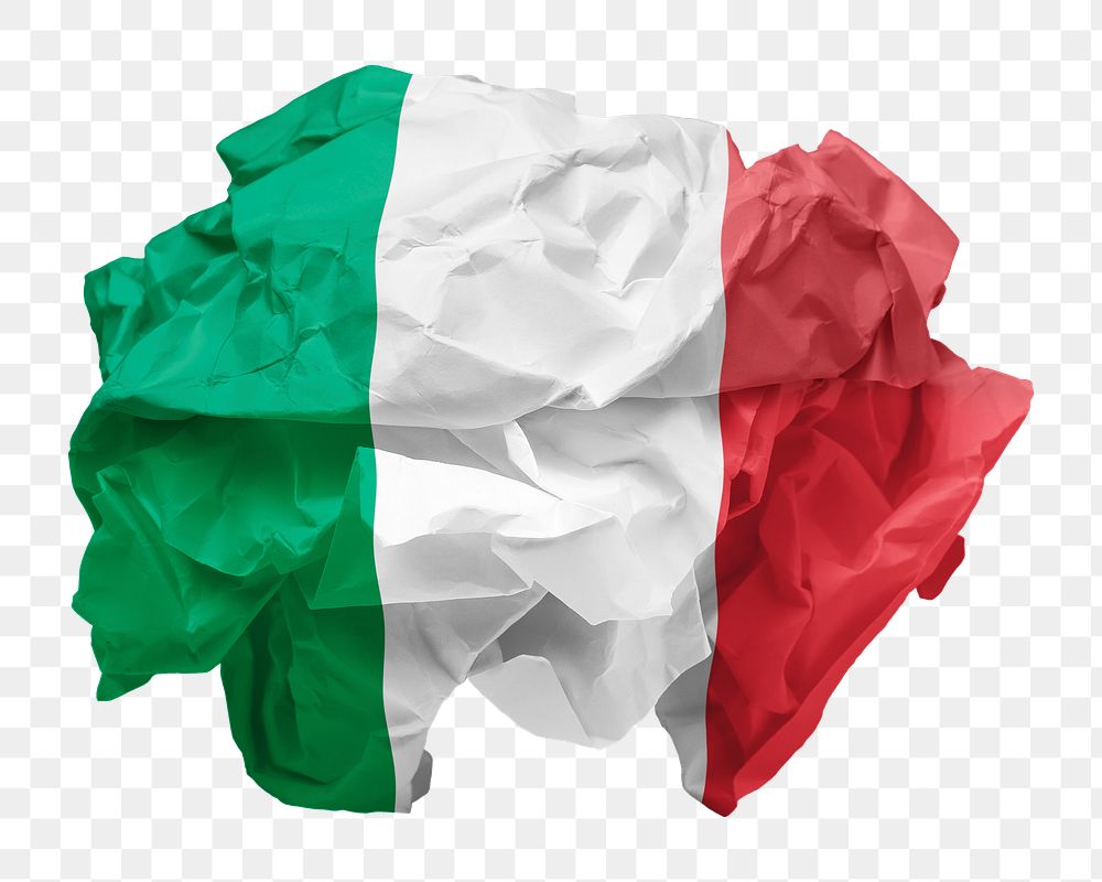 Italy flag png crumpled paper sticker, transparent background