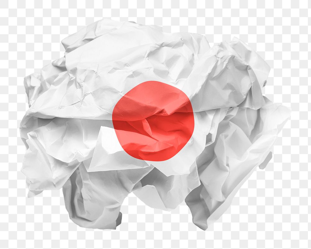 Japan flag png crumpled paper sticker, transparent background