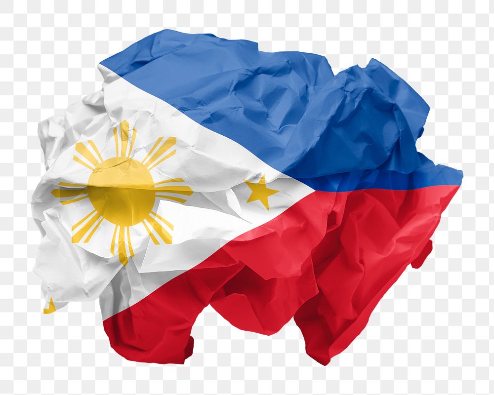 Philippines flag png crumpled paper sticker, transparent background