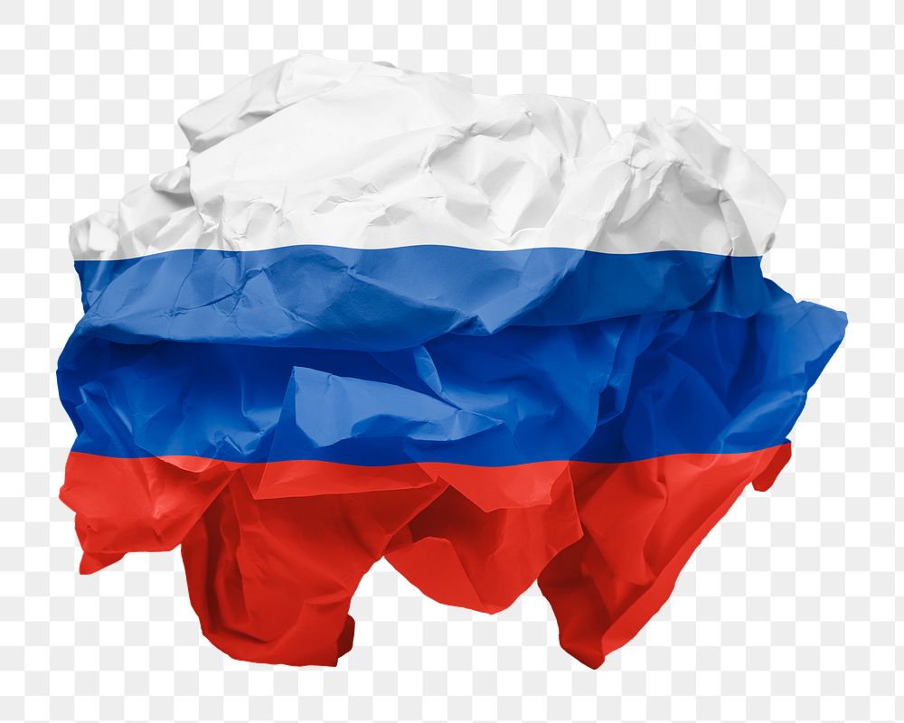 Russia flag png crumpled paper sticker, transparent background