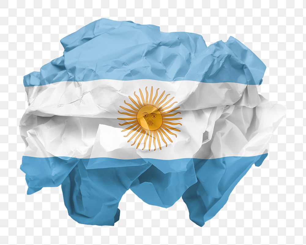 Argentina flag png crumpled paper sticker, transparent background