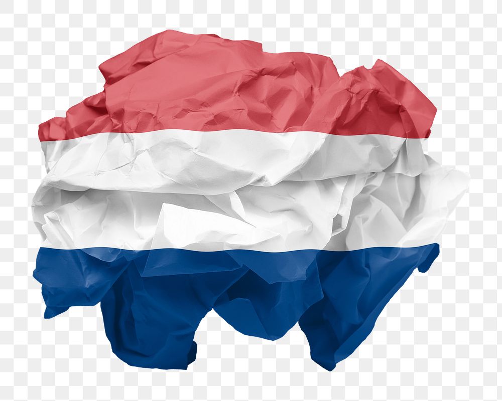 Luxembourg flag png crumpled paper sticker, transparent background