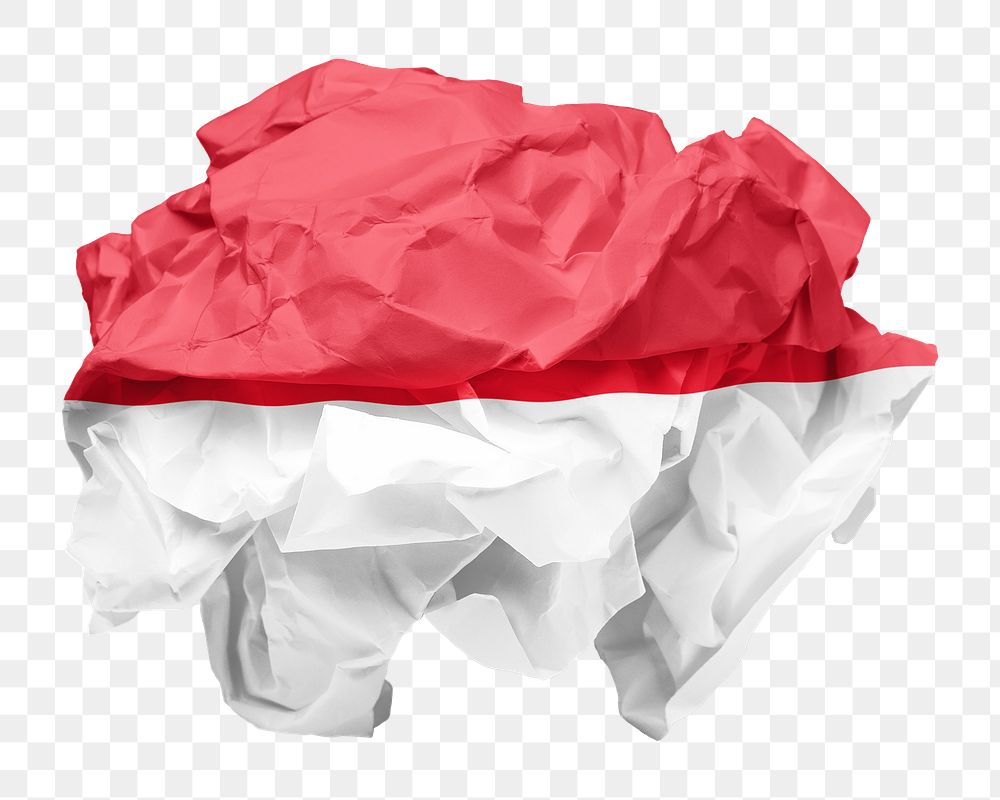 Indonesia flag png crumpled paper sticker, transparent background