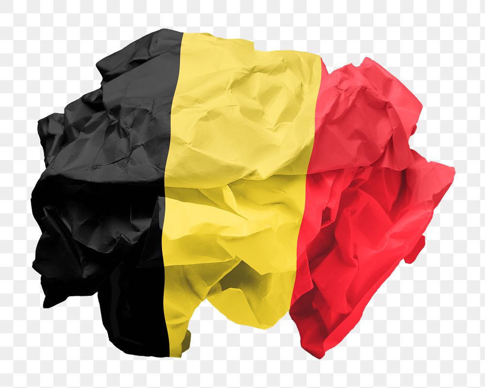 Belgium flag png crumpled paper sticker, transparent background