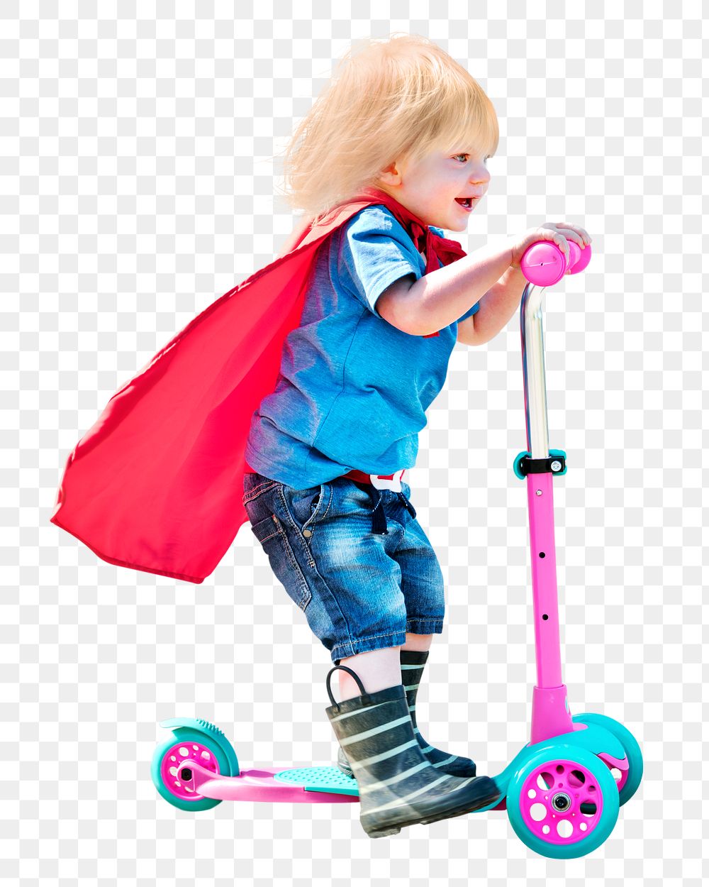 Kid png riding scooter sticker, transparent background