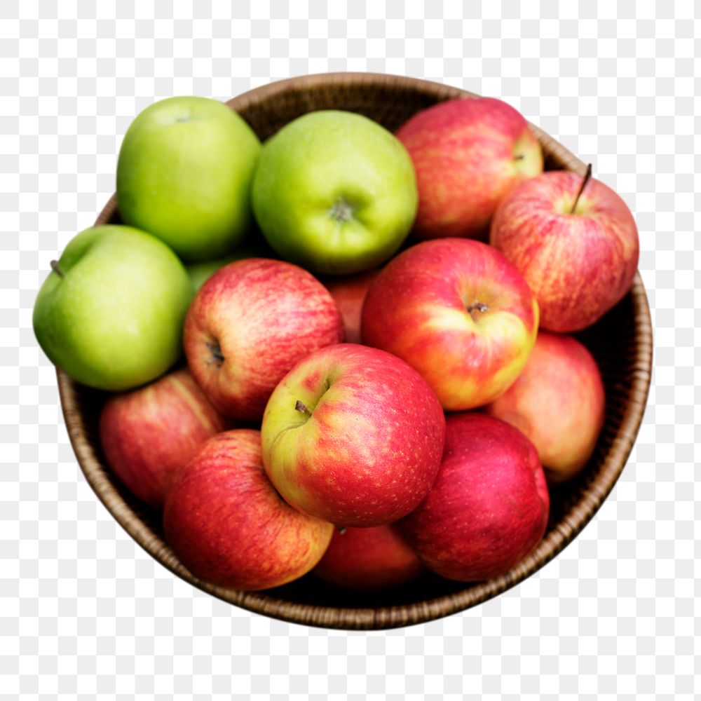 Apple bowl png sticker, fruit image on transparent background